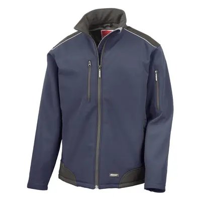 (S, Navy/Black) WORK-GUARD by Result Unisex Adult Ripstop Soft Shell Jacket