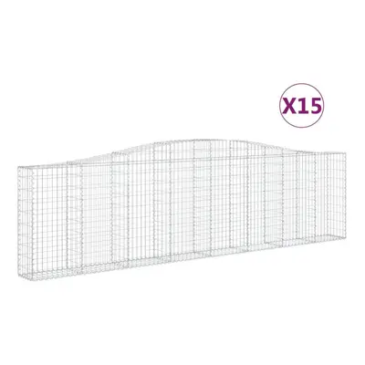 (400 x x 100/120 cm/15 pcs) vidaXL Arched Gabion Basket Stone Basket Gabion Retaining Wall Galva