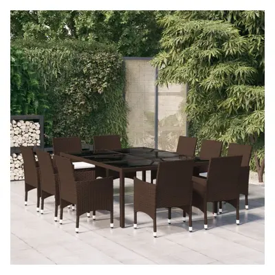 vidaXL Piece Garden Dining Set Poly Rattan Brown