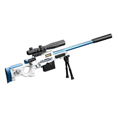 (Blue) Sniper Military Machine Gun Toy For Kid, Awm Machine Gun Toy With 15x Mirror, Gift For Bo