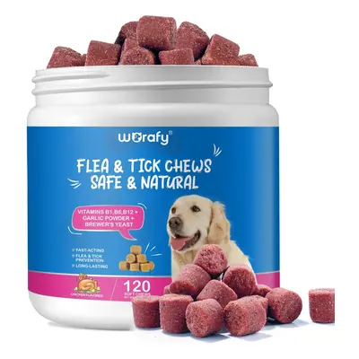 120pcs Flea & Tick Prevention for Dogs Chewable(Chicken Flavor),All Natural Dog Flea & Tick Cont