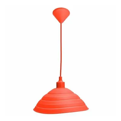 (Orange) Pendant Lamp Holder Colorful Silicone Folding Lampshade Ceiling Light Socket AC 110-240