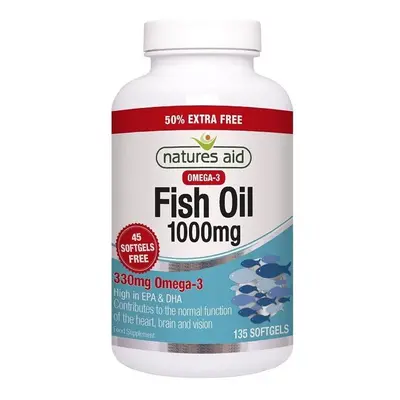 Natures Aid Omega-3 Fish Oil 1000mg Softgels + 50% Extra Free