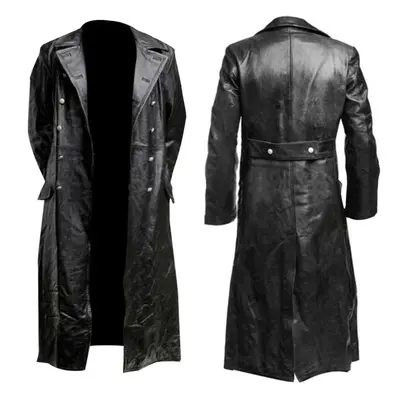 (German Classic Officer Ww2 Military Uniform Black Leather Trench Coat) German Classic Officer W