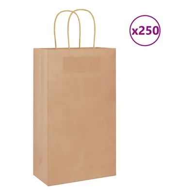 (brown, x x cm) vidaXL Paper Bags pcs with Handles Brown 21x11x36 cm Paper Grocery Bag