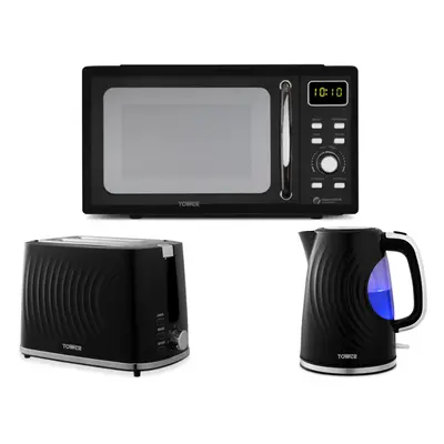 Tower Sonar Black Kettle Slice Toaster & 800W 20L Digital Microwave