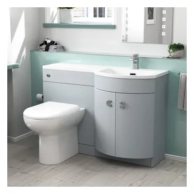 Nes Home Matte Grey 1100mm Right Hand Sink Combination Vanity Unit & BTW Toilet