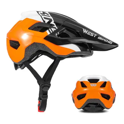 (Black and White Orange) Bicycle Helmet Cycling Helmet Adjustable Comfortable Mountain Road Bike