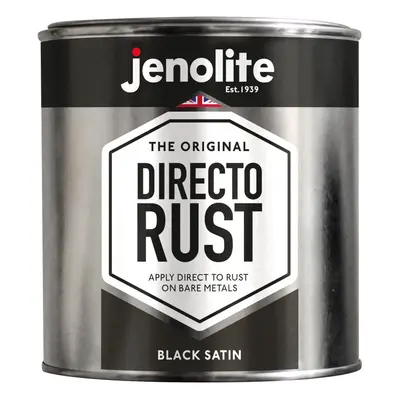 (1 Litre, Black) JENOLITE Directorust Satin Multi Surface Paint - For Use On Wood, Metal, Plasti