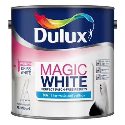 Dulux Magic White Matt Wall & Ceiling Emulsion Paint 2.5l White