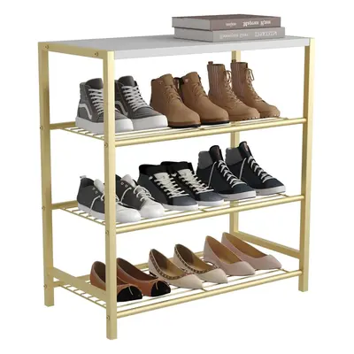 (4 Tier (59 x x cm), Gold) 4-Tier Shoe Rack, Metal Shoe Storage Organizer, Durable Shoe Organize