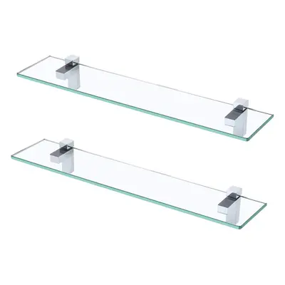 (60 CM, Polished Chrome) Bathroom Shelves 60CM Shower Shelf 8MM Thick Tempered Glass, Rectangula