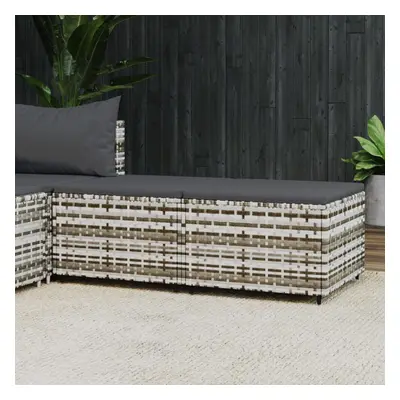 vidaXL Patio Footrests with Cushions pcs Gray Poly Rattan