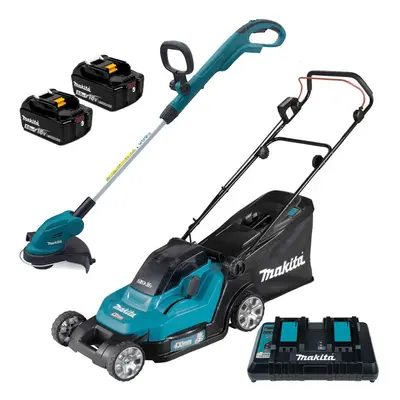 Makita DLM432PT2 18v / 36v LXT Cordless Battery Lawn Mower x 5.0ah + Trimmer