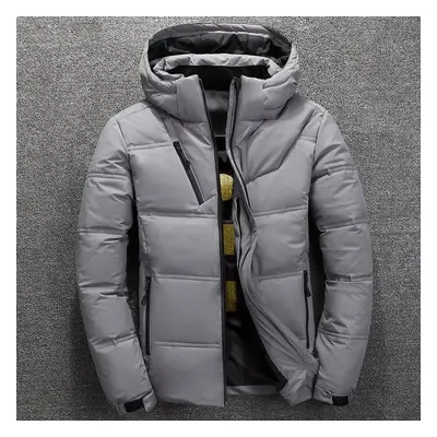 (light grey, M) New Men&apos;s Winter Clothes Short Thickened Down Jacket Youth White Duck Down 