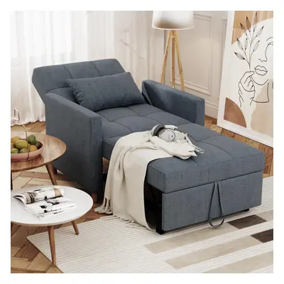 (Grey) YODOLLA Adjustable Sofa Bed Chair Sleep Armchair