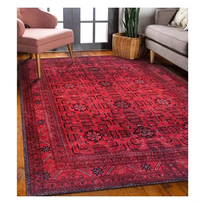 (120 x cm (Rectangular), Red - Terrarossa) Machine washable rug, non-slip, soft low pile rug, vi