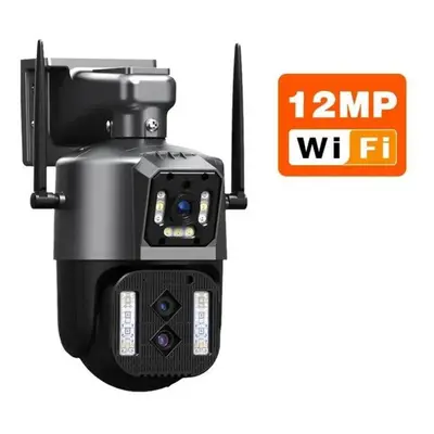 (6K 12MP No Card) New Eu 12mp 6k Wifi Ip Camera Outdoor Ptz Three Lens Dual Screens 10x Zoom Aut