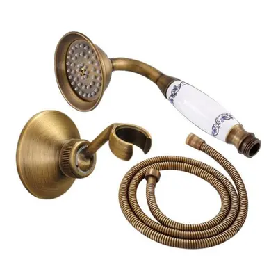 (Style B) Antique Brass Ceramics Telephone Hand Held Shower Head & 1.5 Hose Water Saving Handhel