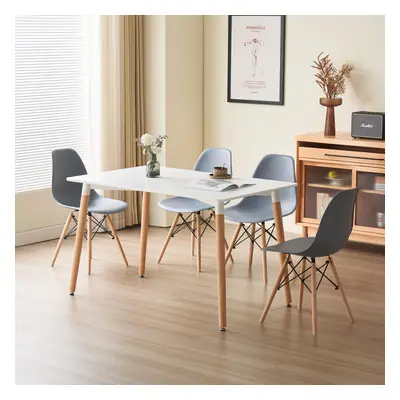 (White, With Grey Chairs) Piece Rectangular Dining Set White Or Oak Top Chairs Black Grey Or Whi