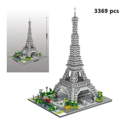 (069 no box) City Architecture Eiffel Tower Big Ben Pair Louvre Micro Building Blocks