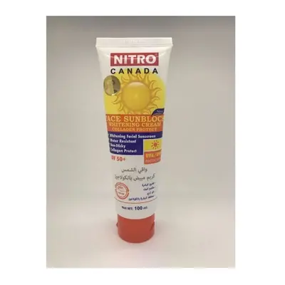 NITRO CANADA Collagen Face Sunblock SPF 50+: Whitening, Non-Greasy Protection for a Luminous Com