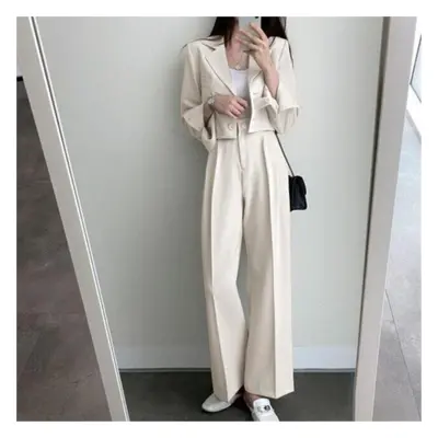 (beige, S) Suit Coat Women Spring Autumn New Korean Black Casual Small Suit Women Pieces Suit