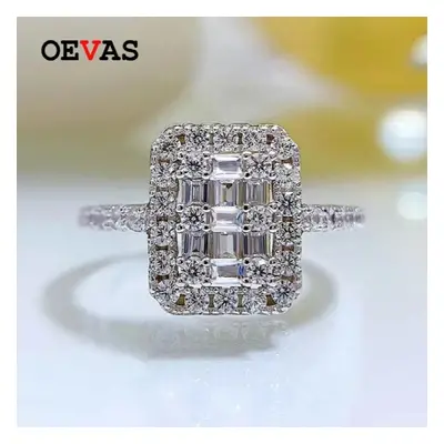 100% Sterling Sparkling Full High Carbon Dimond Wedding Rings For Women Engagement Party Fine Je