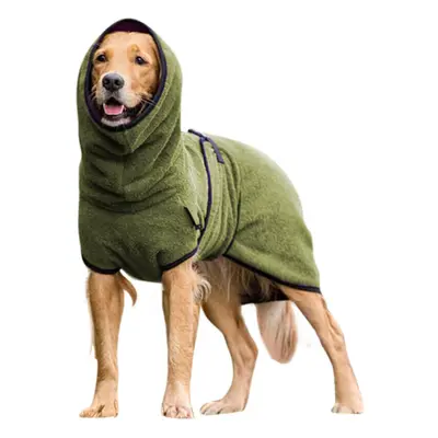 (Army Green, S) Pet Dog Towelling Quick Drying Robe Coat Jacket Puppy Apparel Clothes Sleepwear