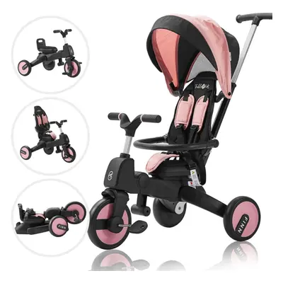 FableKids Tricycle 7in1 Kids Tricycle Children Handlebar Bicycle Baby Stroller Finn Pink