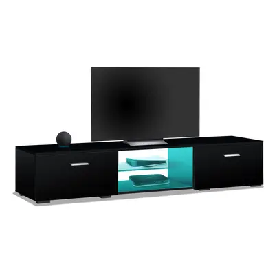 MDA Designs AVIOR Black with Gloss Black Doors Modern TV Cabinet for Flat TV Screens of up to 75