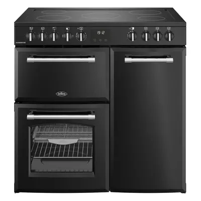 Belling Farmhouse 90E 90cm Electric Range Cooker with Ceramic Hob â Black, Efficient & Versati