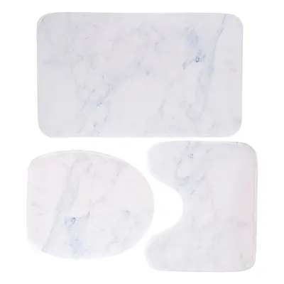 (Type A) 3PCS Marble Toilet Floor Door Bathroom Carpet Pedestal Rug Lid Cover Bath