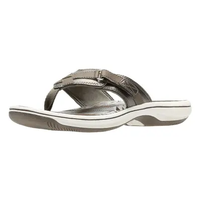 Clarks Women's Breeze Sea Flip-Flop Pewter Synthetic