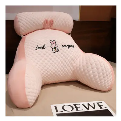 (Pink) Large Barest Reading Pillow With Ne Rest Lumbar Support Arm Seat Cushion Comfort