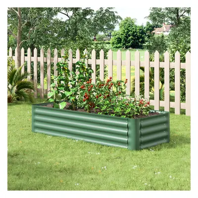 Galvanized Steel Raised Garden Bed, Green