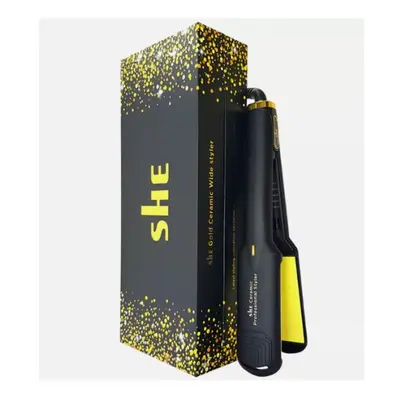 SHE Wide Ceramic Gold Hair Straighteners Variable Temperature