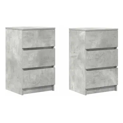 vidaXL Bedside Cabinets with Drawers pcs Concrete Grey 39x35x65 cm