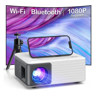 Projector with WiFi Bluetooth, Portable Projector, Full HD 1080P Support, with Tripod, Home Thea