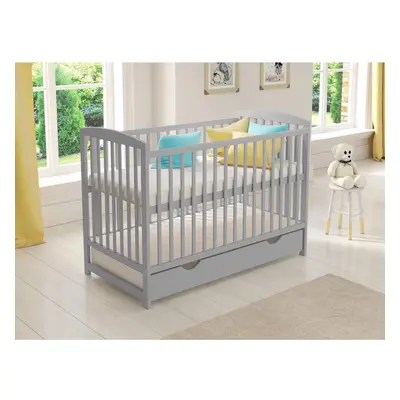 (Grey) Jacob | Cot Bed 120x60cm with drawer & Aloe Vera mattress