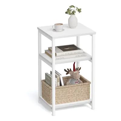 VASAGLE Side Table Small End Table Tall Nightstand for Living Room Bedroom Office Bathroom White