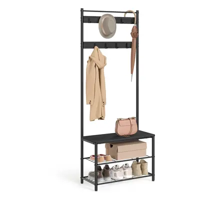 VASAGLE Coat Rack Hall Tree with Shoe Storage Bench Entryway Bench with Shoe Storage 3-in-1 Stee