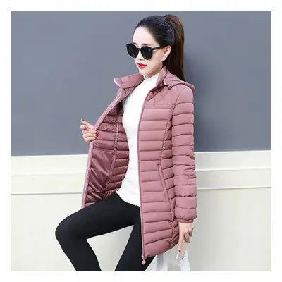 (pink, 3XL) Hooded Coat Women Outerwear Female Parkas Long Jackets Warm Base Coats Winter Cotton