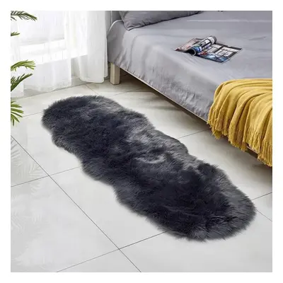 (dim gray, 60x180cm) Irregular Long Soft White Faux Sheepskin Fur Area Rugs Kids Livingroom Bedr