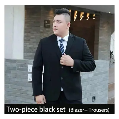 (black, S) Jacket + Pants Pieces Set Fashion Plus Size Men&apos;s Casual Boutique Business Dress