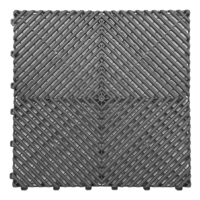 (Grey , Pack of 30) Modular Interlocking Ribbed Garage Flooring Tiles