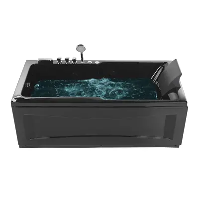 Right Hand Whirlpool Bath with LED x mm Black ARTEMISA