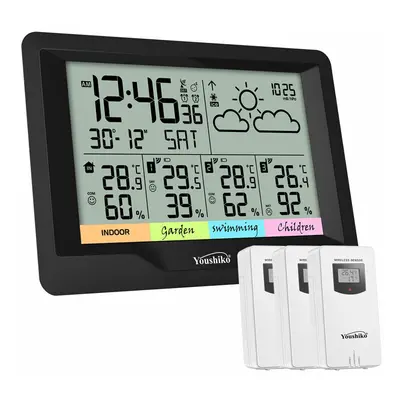 Youshiko YC9333 (Official UK Version), with x Wireless Sensors Weather Station, Radio Controlled