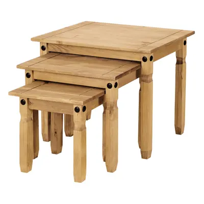 Corona Nest of Tables Mexican Solid Pine Set of Coffee Side Table