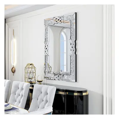 (L(100x700mm)) Decorative Mirror Wall-Mounted with Diamond